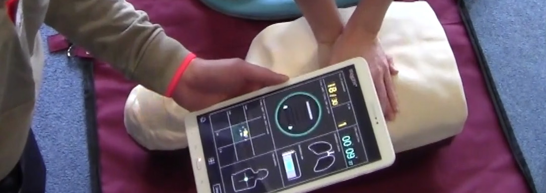 Brayden Pro CPR Manikin paired over Bluetooth to Android Tablet running Brayden Pro App
